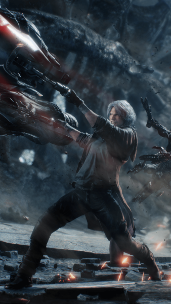 Dante in Action Devil May Cry 5 Phone Wallpaper